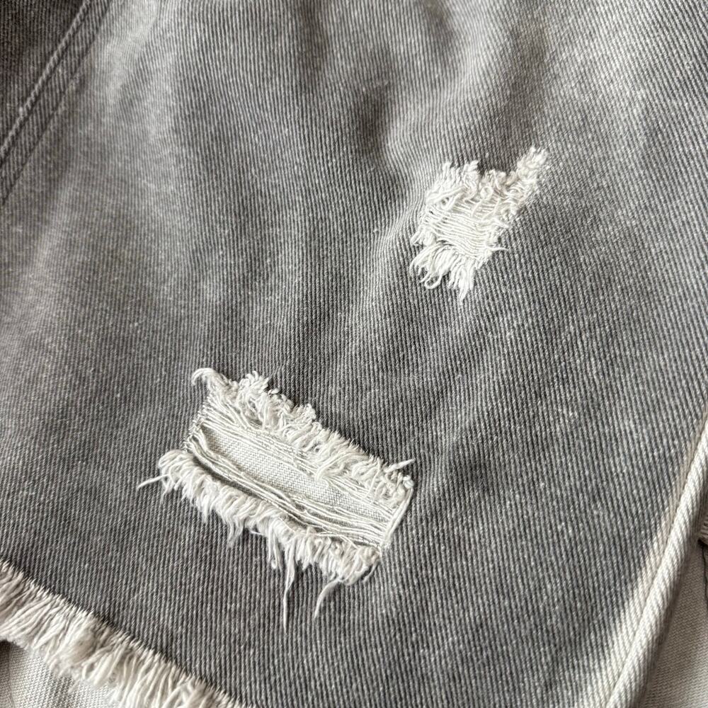 POL overall skirt distressed gray denim ripped torn mini jean overalls S small - Picture 14 of 16